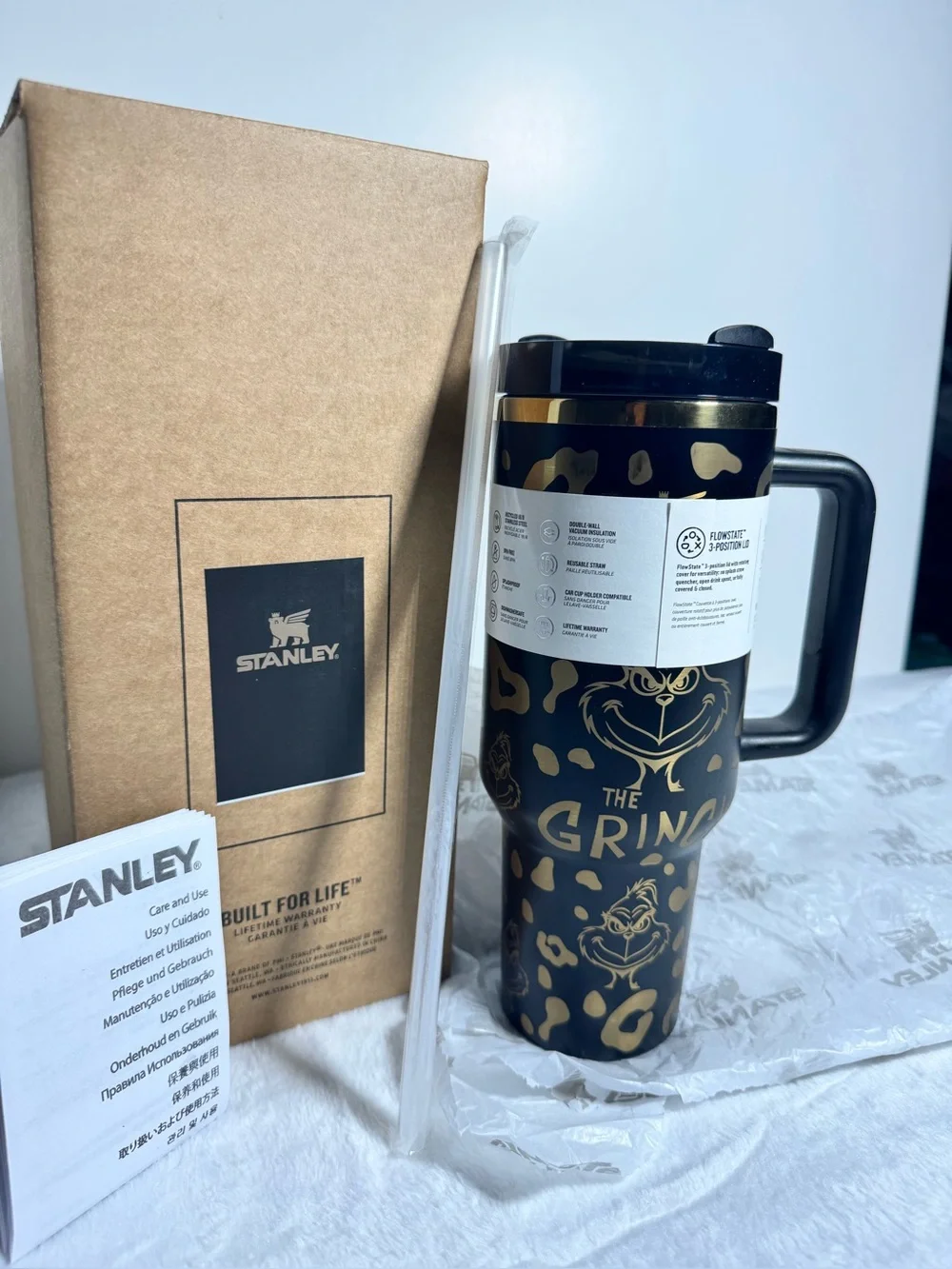 Stanley Black and Gold 'The Grinch' Leopard-Accent Travel Tumbler - Picture 6 of 6